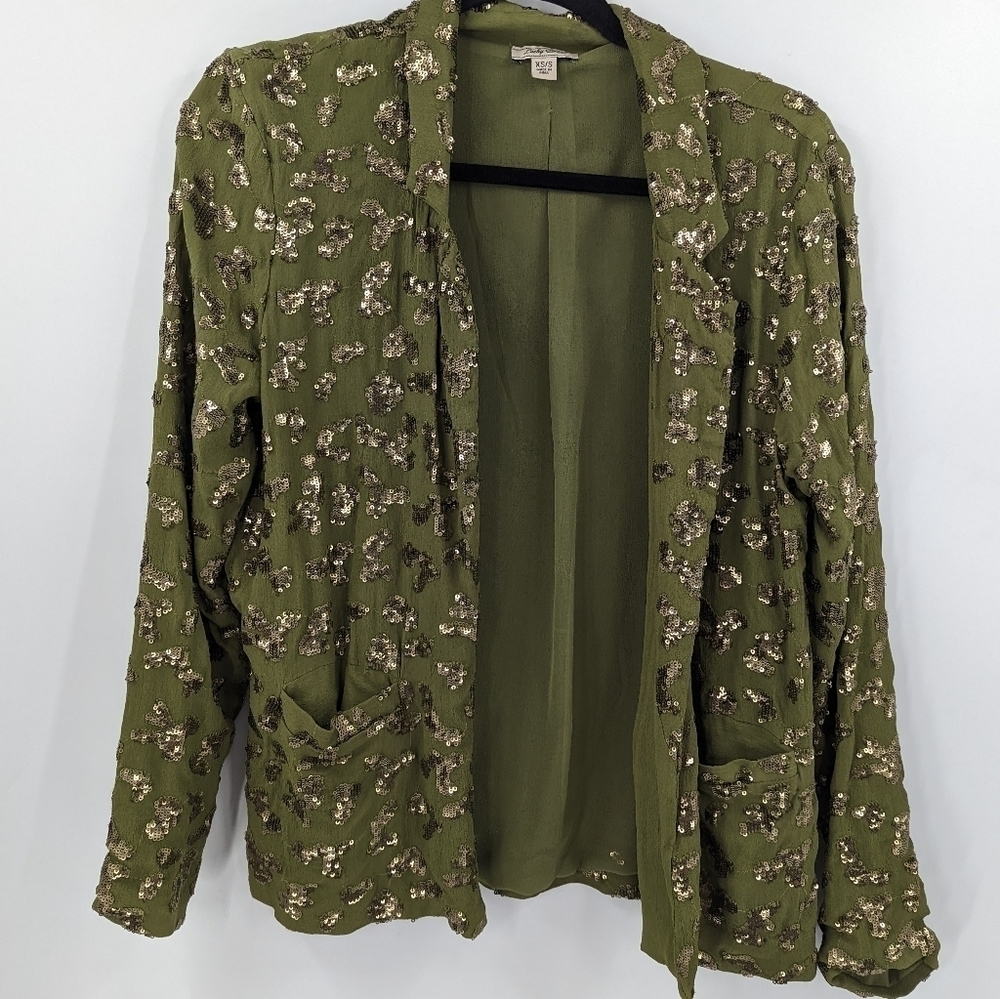 LUCKY BRAND Open Front Sequin Blazer Jacket